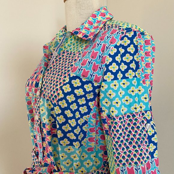 Talbots Totally Spring Tulips and Flower Patch Straight Dress 3/4 Sleeve US8 - Picture 3 of 11